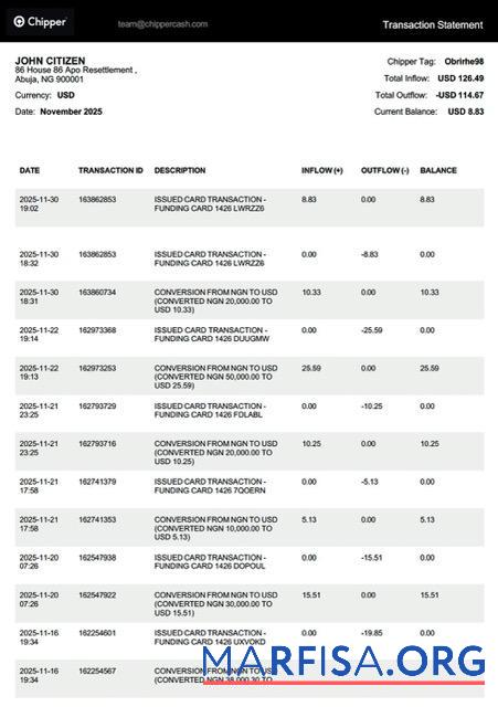 Downloadable Nigeria Chipper transaction statement word sample